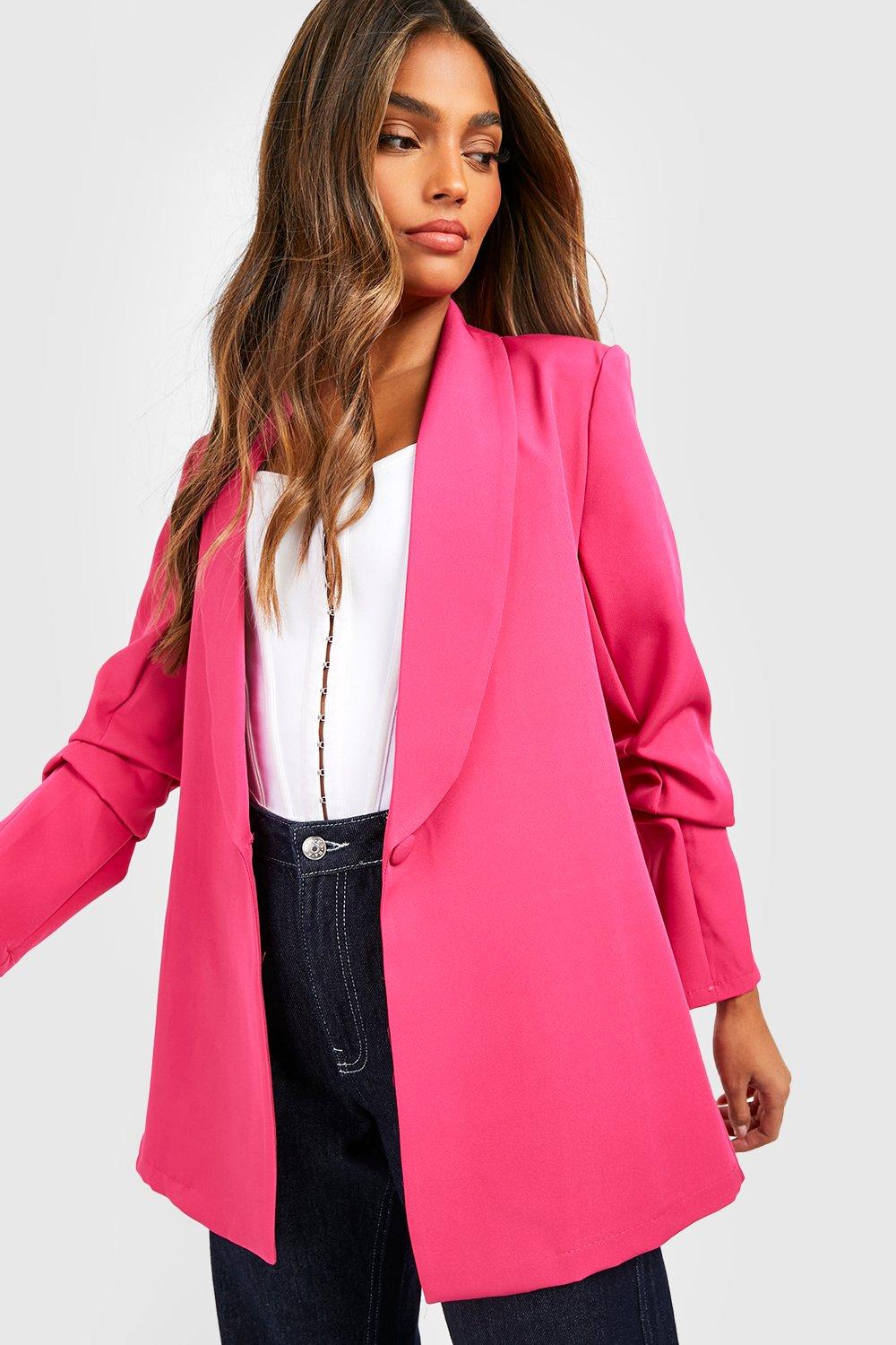 Long pink blazer best sale